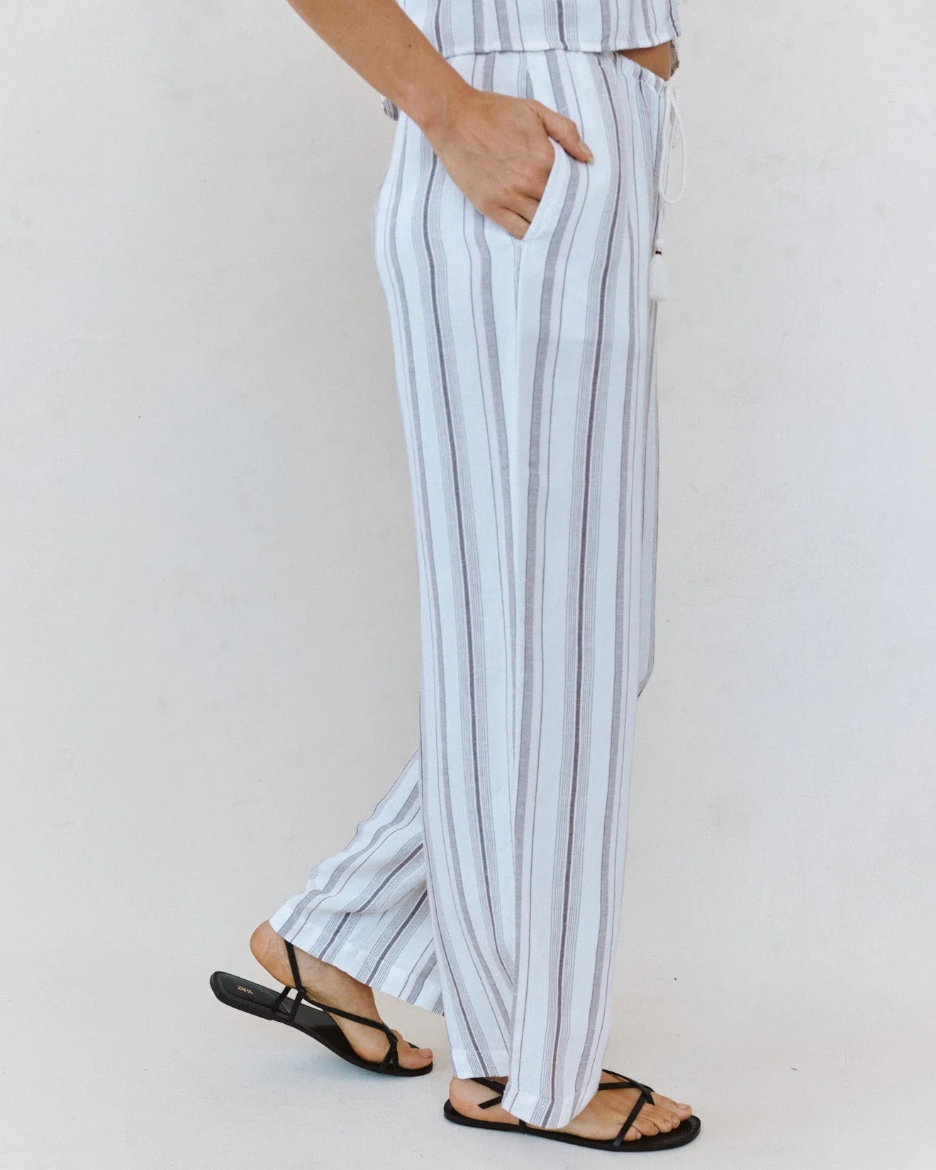 Beach Pant With Tassel Drawstring Rosewood Stripe