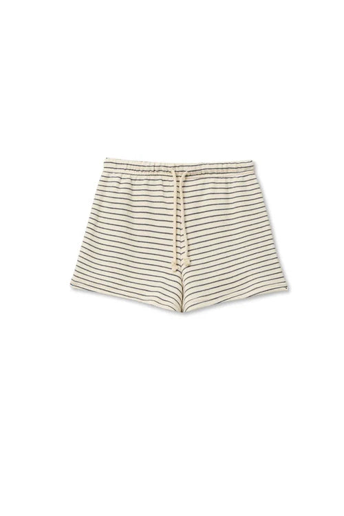 French Terry Sweatshort Natural & Charcoal Stripe