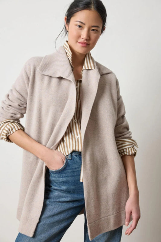 Notch Collar Open Cardigan Quartz