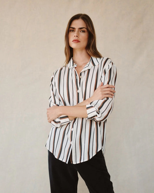 Boyfriend Button Down Autumn Lurex Stripe