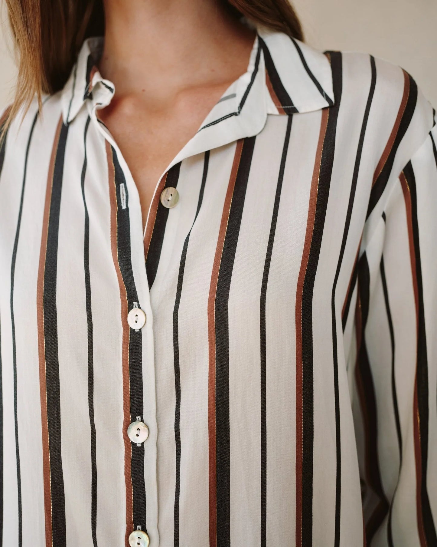 Boyfriend Button Down Autumn Lurex Stripe