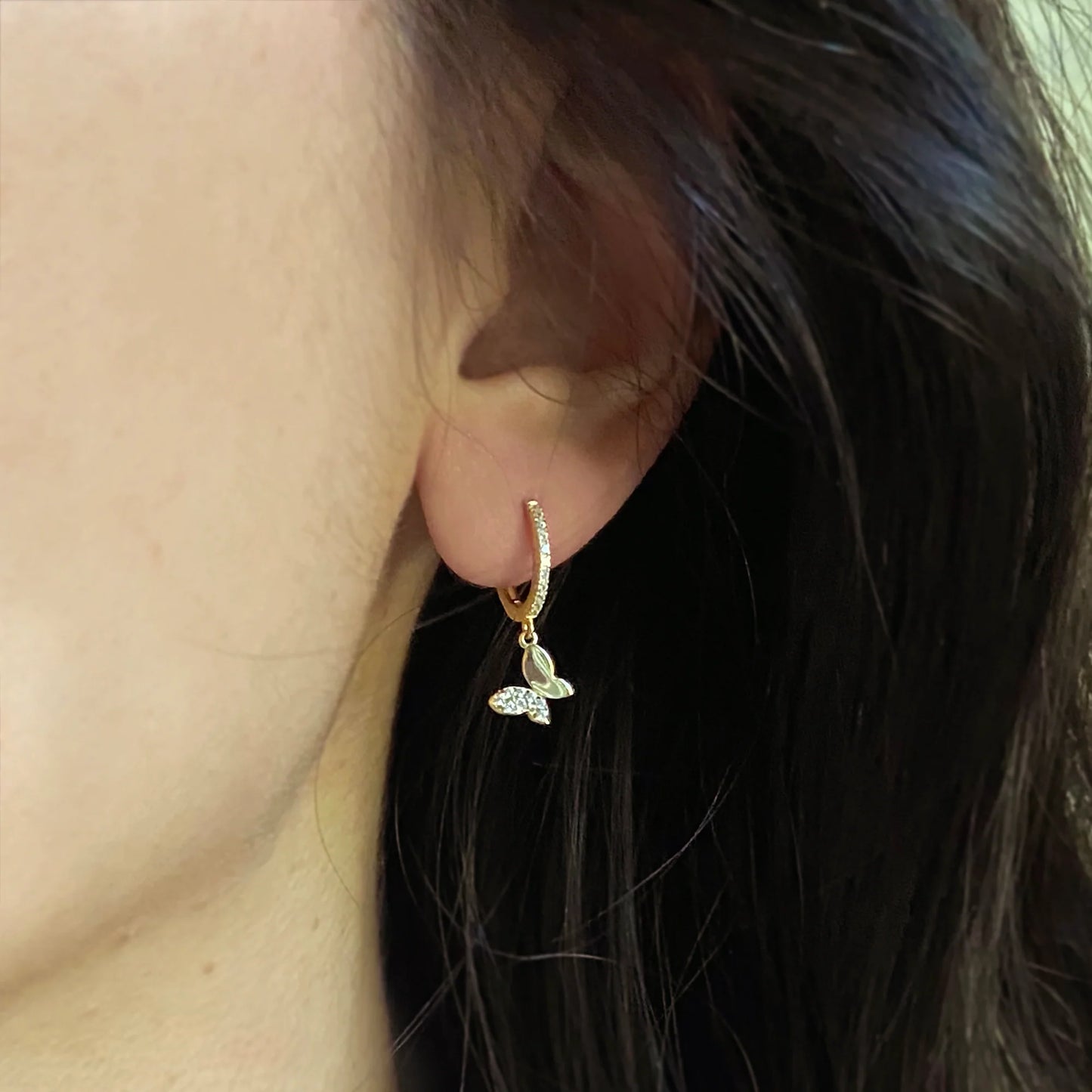 Butterfly Crystal Huggie Earrings