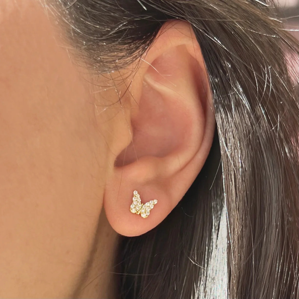 Gold/Crystal Butterfly Studs