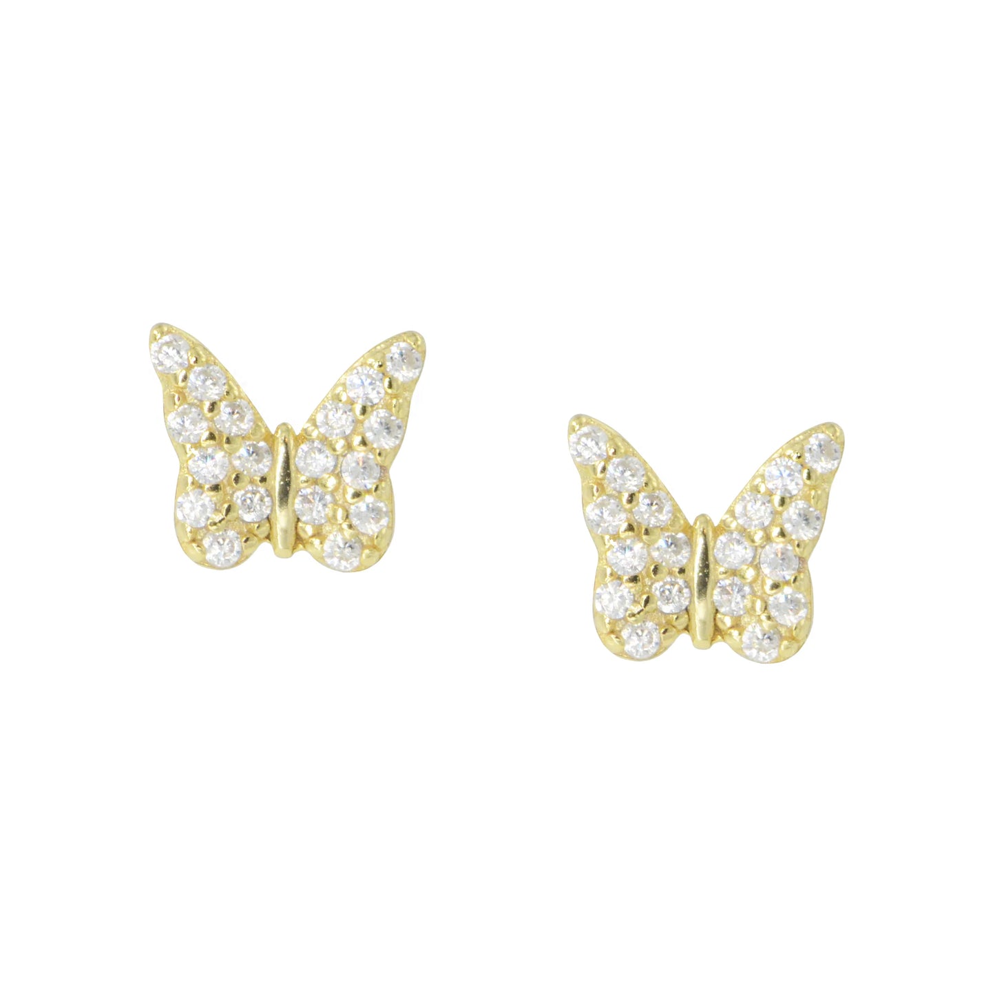 Butterfly Stud Earrings with Crystals Gold