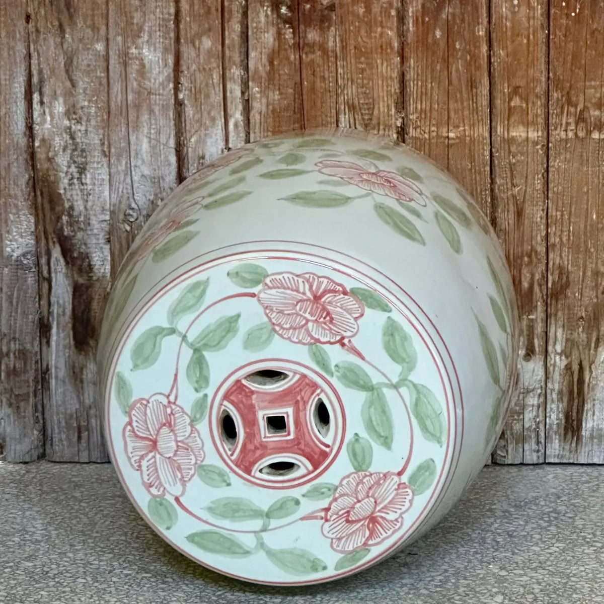 Pink and Green Porcelain Pheasant Garden Seat
