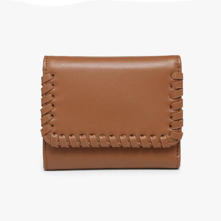 Logan Whipstitch Tri-Fold Wallet Brown