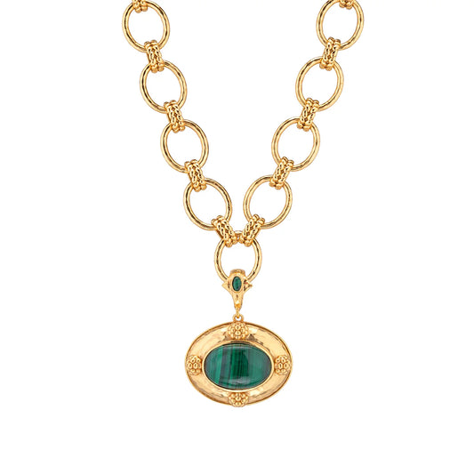 Removeable Pendant Necklace, 16"+2" Malachite