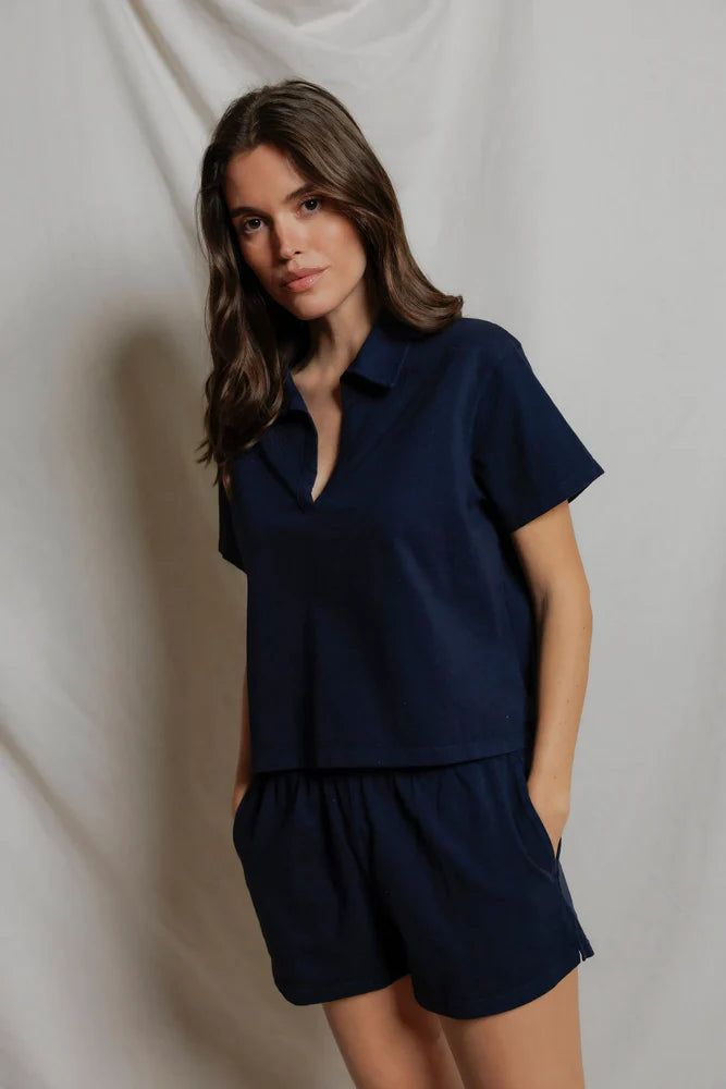 Tennessee Jersey Collar Short Sleeve Navy