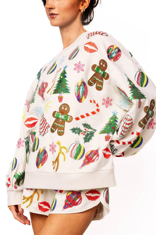 Beige Multi Christmas Icons Sweatshirt