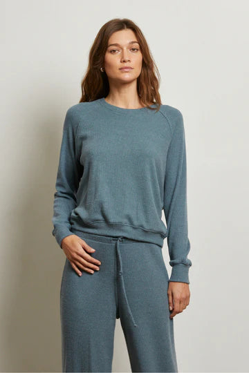 Brushed Waffle Long Sleeve Raglan Crew Slate