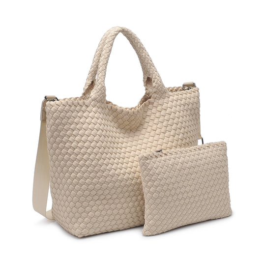 Medium Woven Neoprene Tote Cream