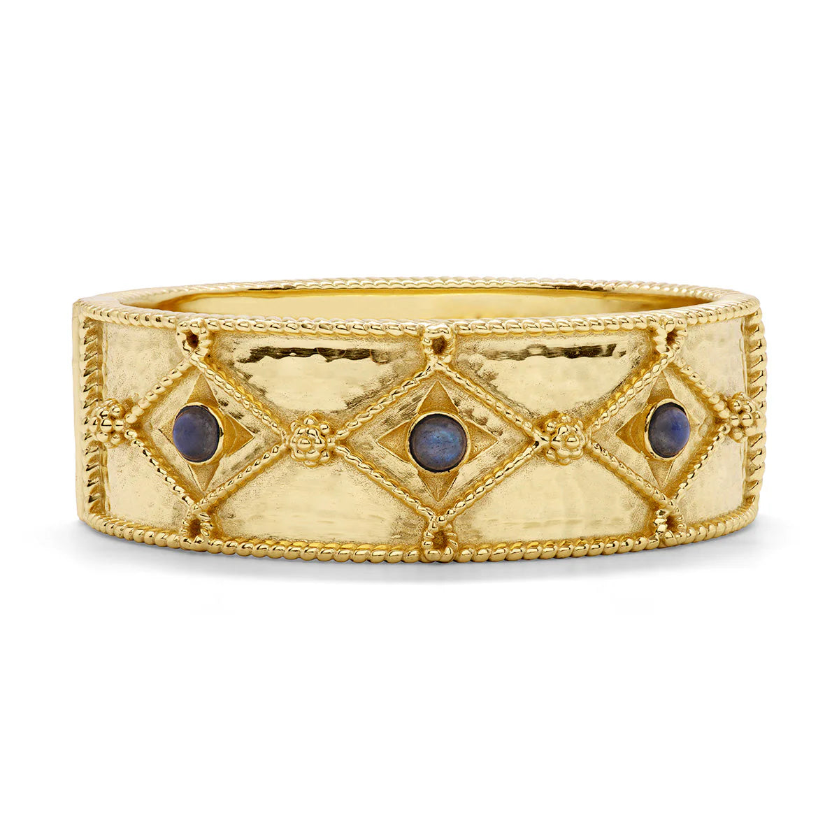 Victoria Hinged Bangle Gold/Blue Labradorite