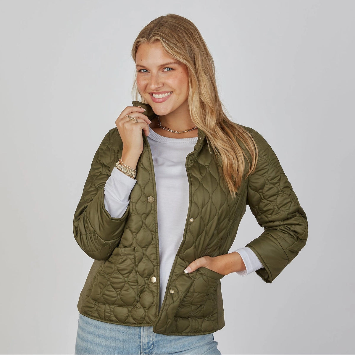 Jacqueline 3/4 Sleeve Jacket in Olive