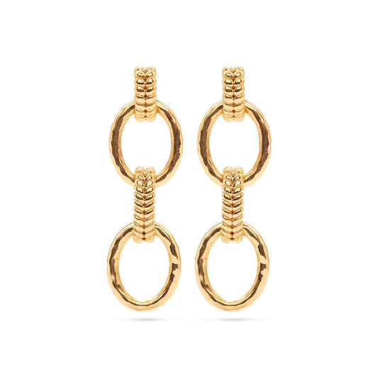 Cleopatra Regal Double Link Earrings Gold