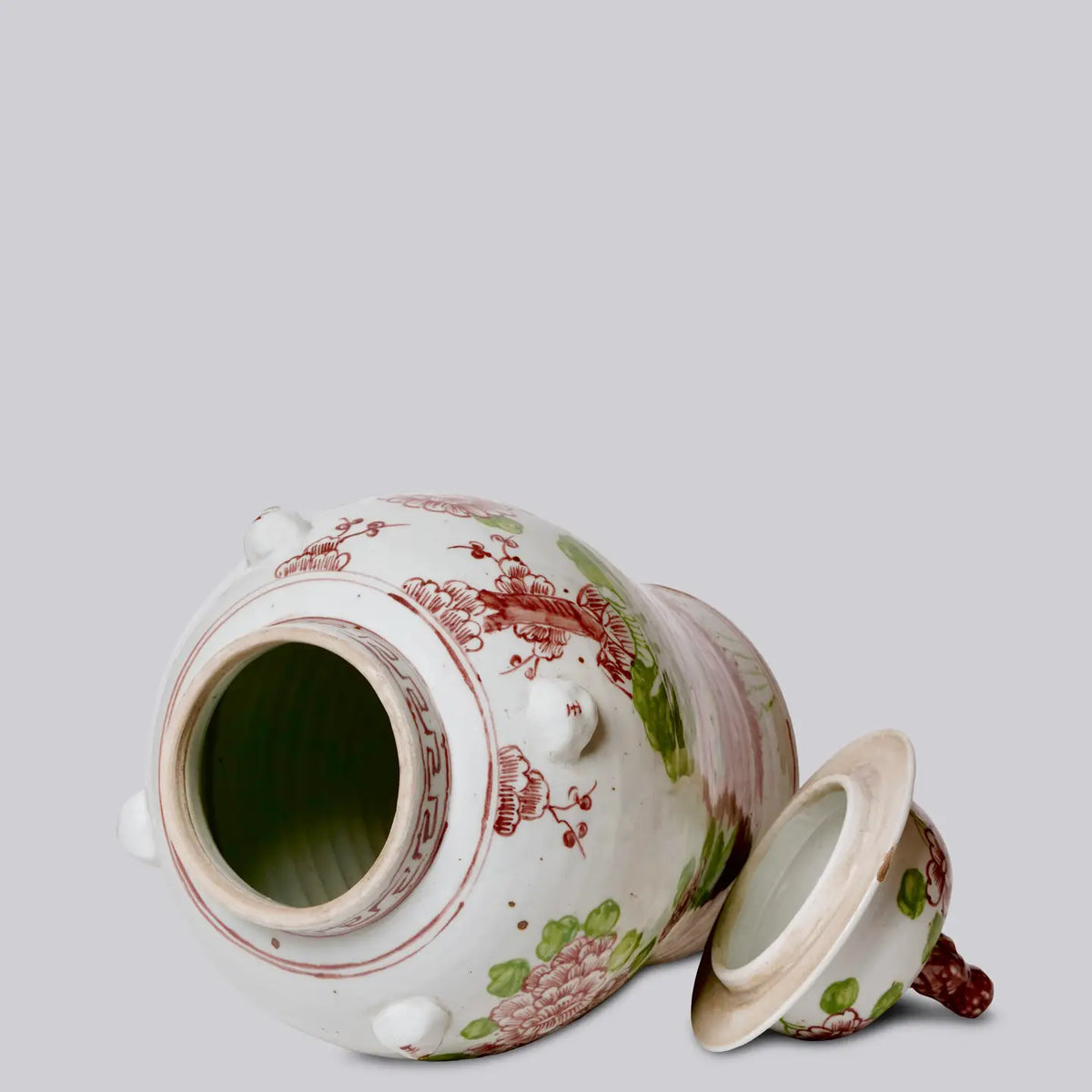 Pink and Green Porcelain Four Seasons Temple Jar