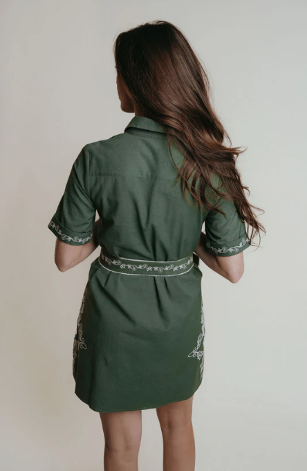 Green Embroidery Demi Dress