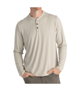 Bamboo Flex Long Sleeve Henley Sandstone