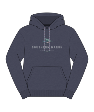 Hecho Hoodie Fly Outlines Washed Navy