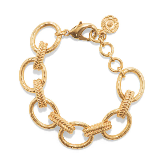 Cleopatra Regal Link Bracelet, 7+1.5" Gold