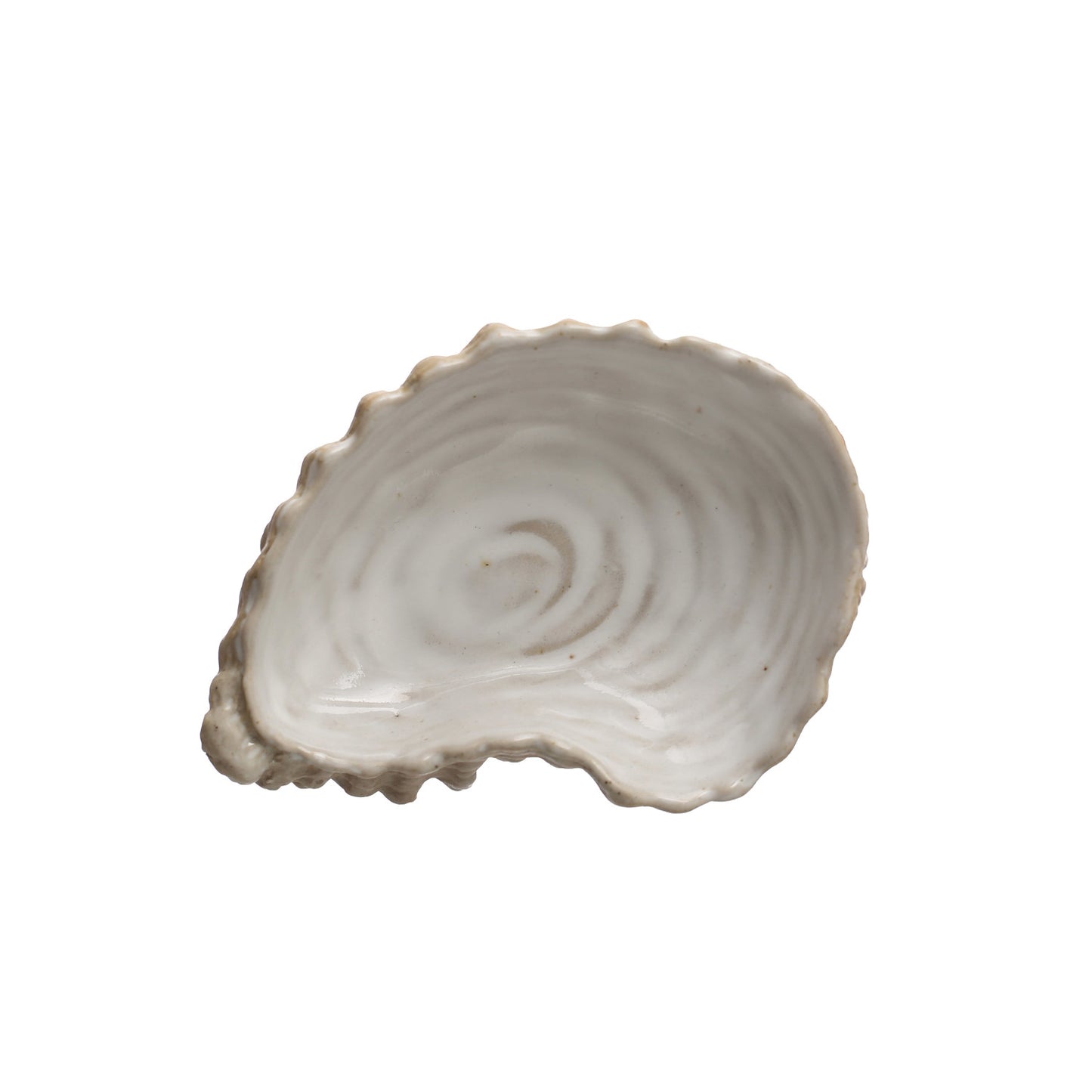3-3/4"L Stoneware White Shell Ostreidae Dish