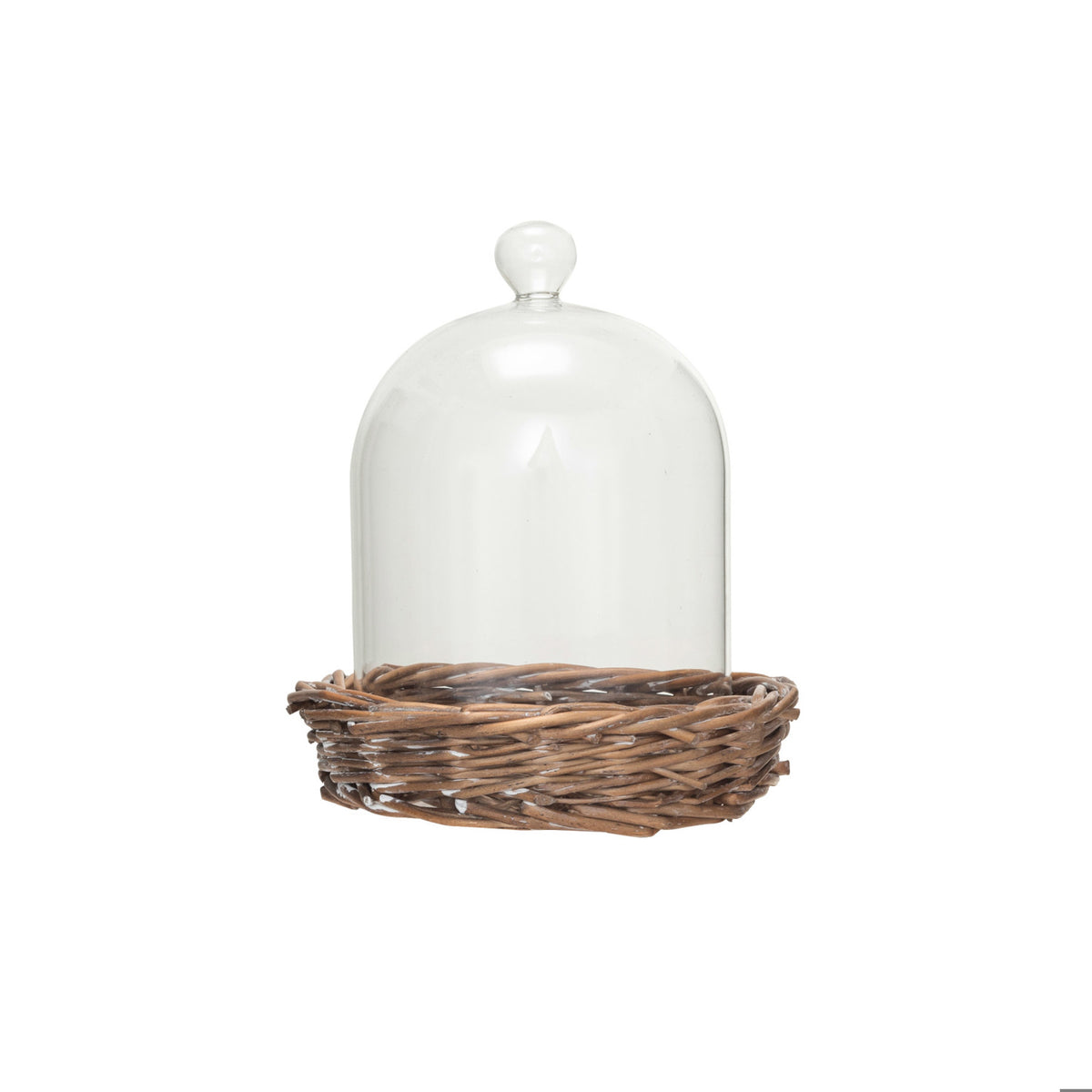 Decorative Glass Cloche w/ Woven Willow Base, S/2