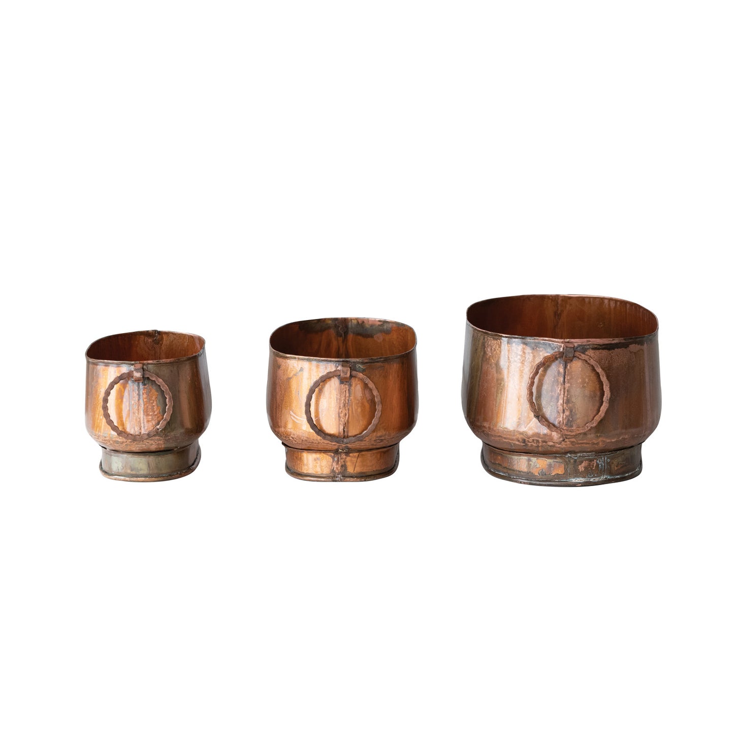 Oval Metal Planters with Ring Handles