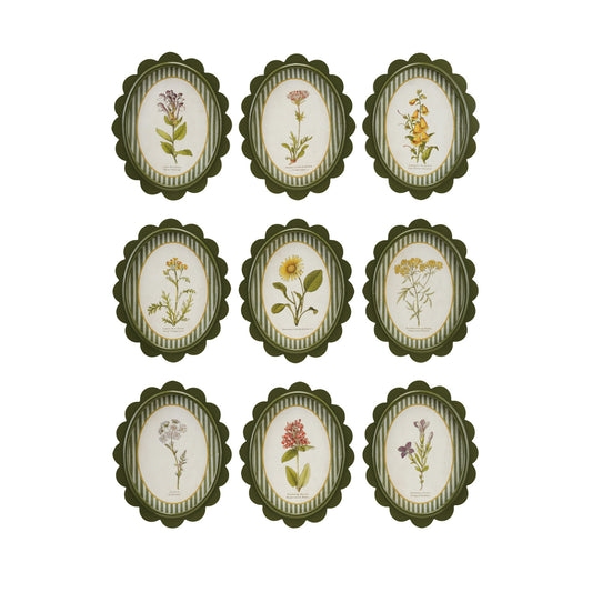 MDF Framed Glass Scalloped Wall Décor Flower & Stripes