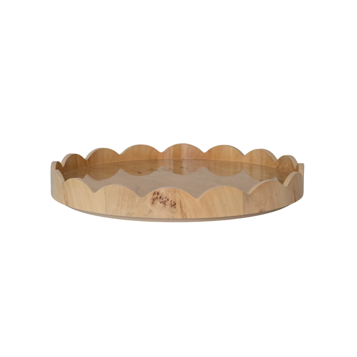 MDF & Burl Wood Veneer Scalloped Lazy Susan Natural