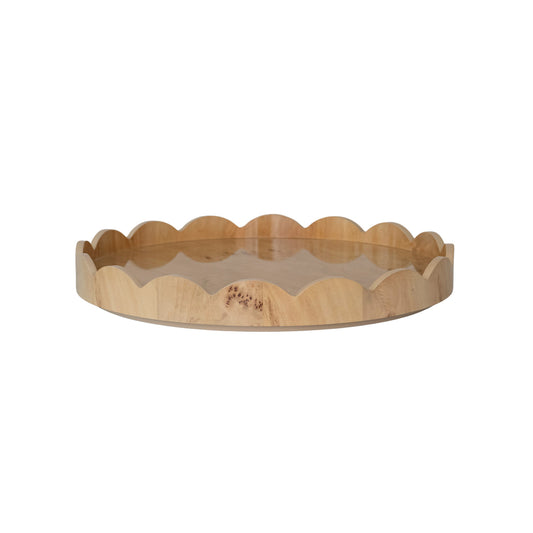 MDF & Burl Wood Veneer Scalloped Lazy Susan Natural