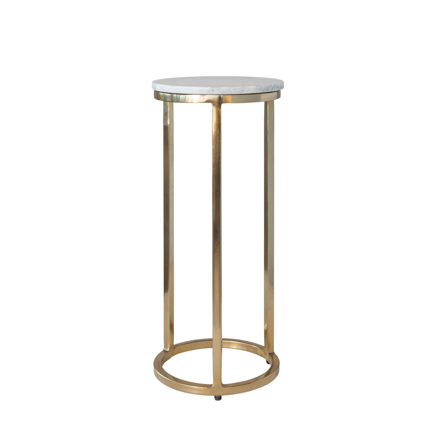 Marble & Metal Martini Table White & Gold Finish
