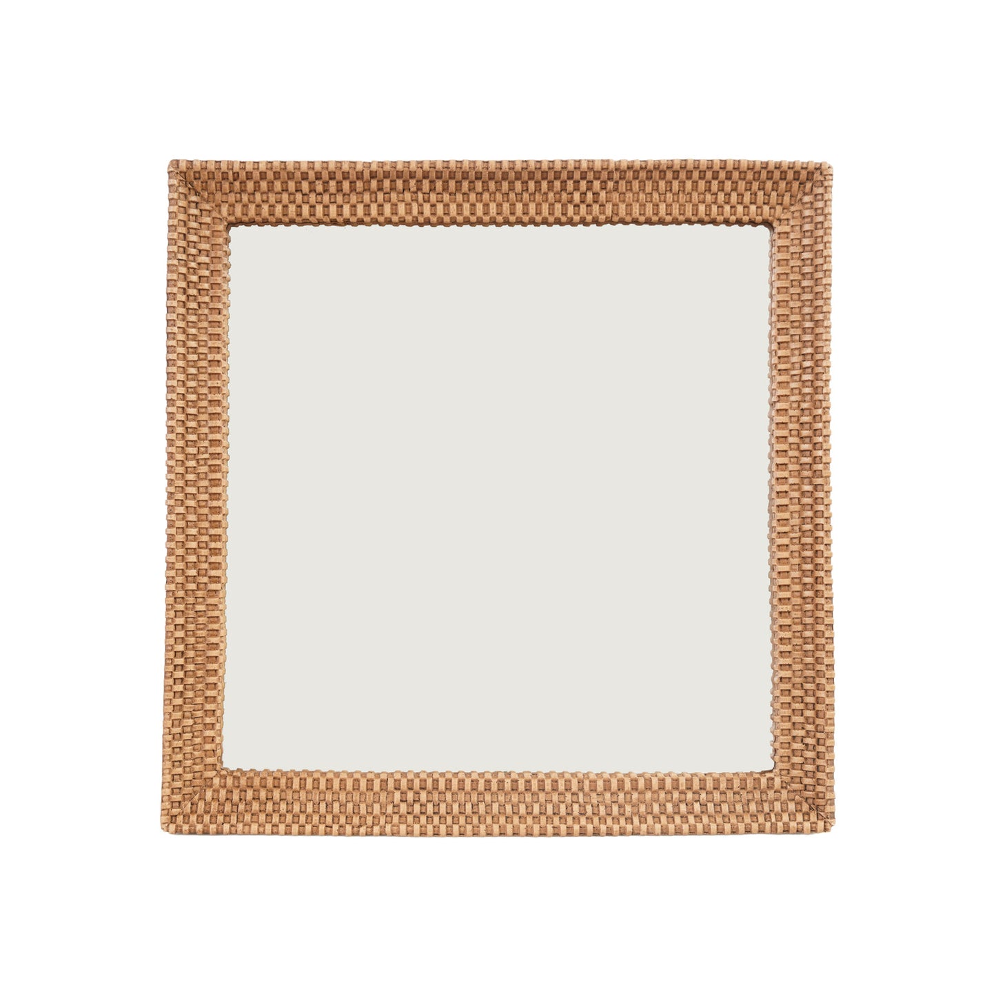 Square Decorative Resin Mirrored Tray Woven Design Brown