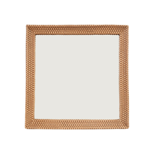 Square Decorative Resin Mirrored Tray Woven Design Brown