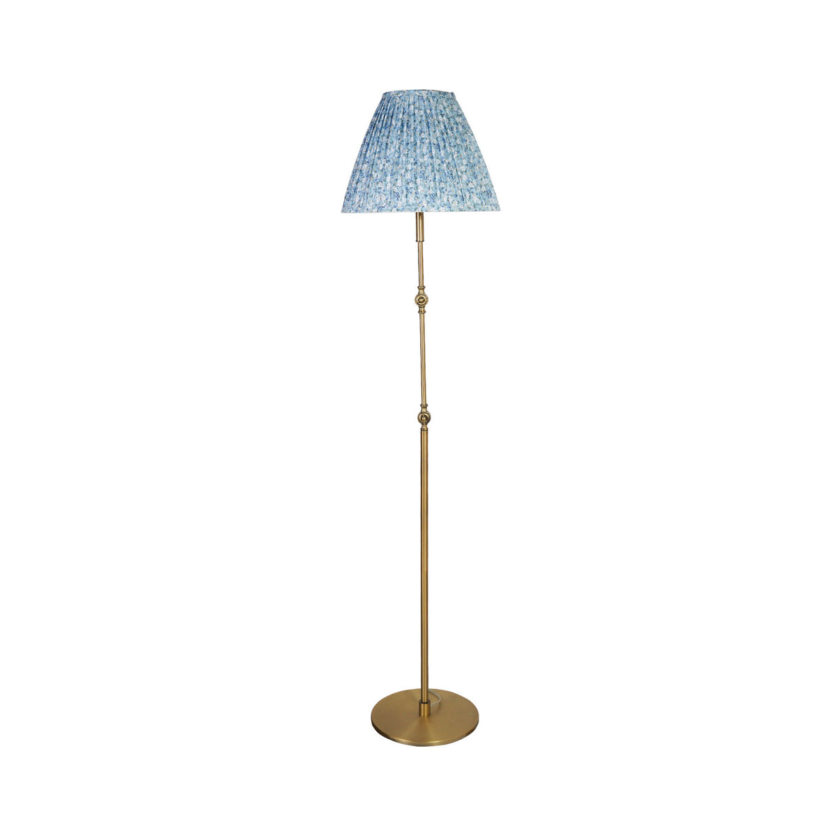 Metal Articulating Floor Lamp with Linen Shade & Inline Foot Switch