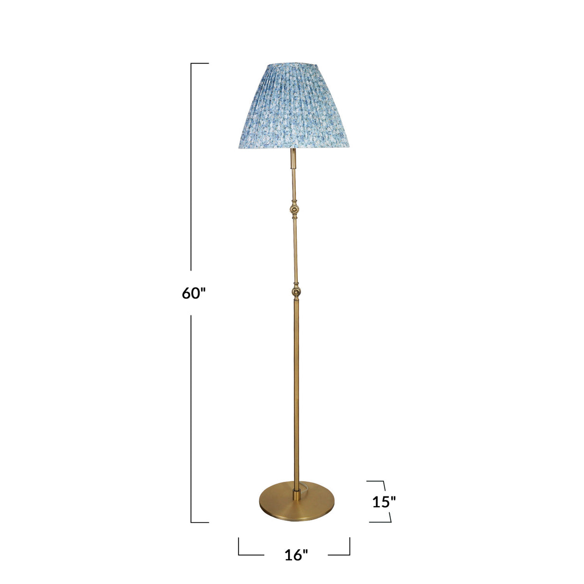 Metal Articulating Floor Lamp with Linen Shade & Inline Foot Switch