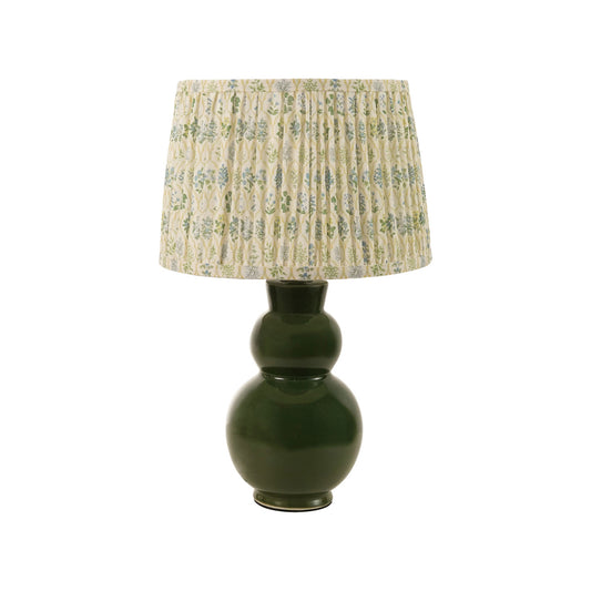 Stoneware Table Lamp with Pleated Fabric Shade & Inline Switch