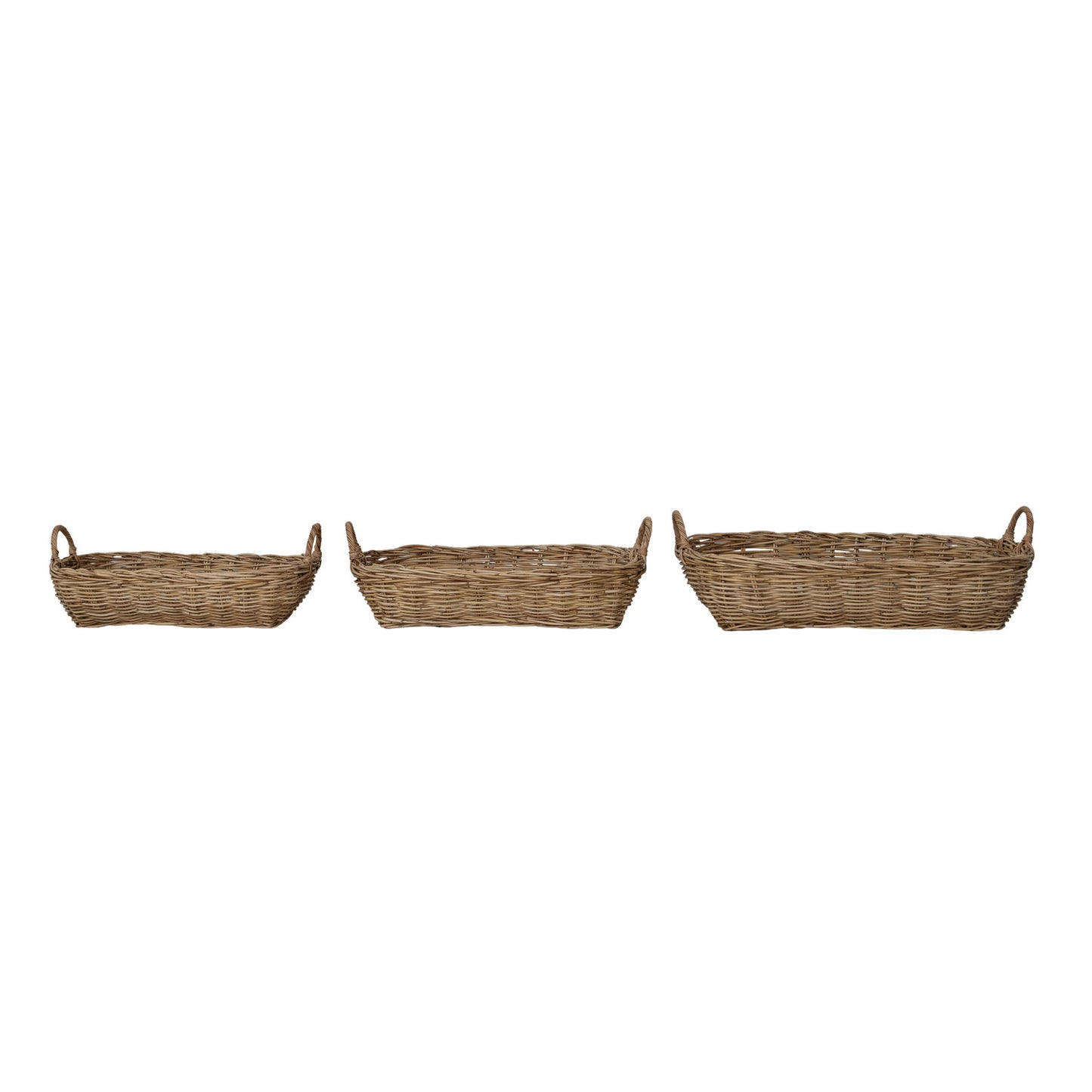 S/3 Hand-Woven Rattan Baskets with Handles Natural