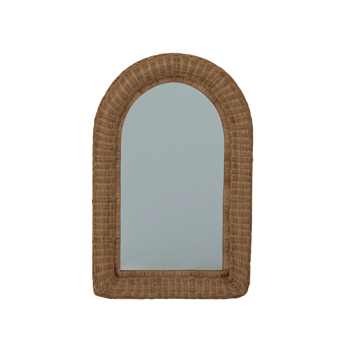 Hand-Woven Rattan Framed Arched Wall Mirror