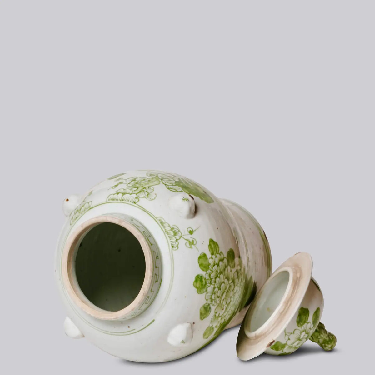 Green and White Porcelain Four Seasons Temple Jar