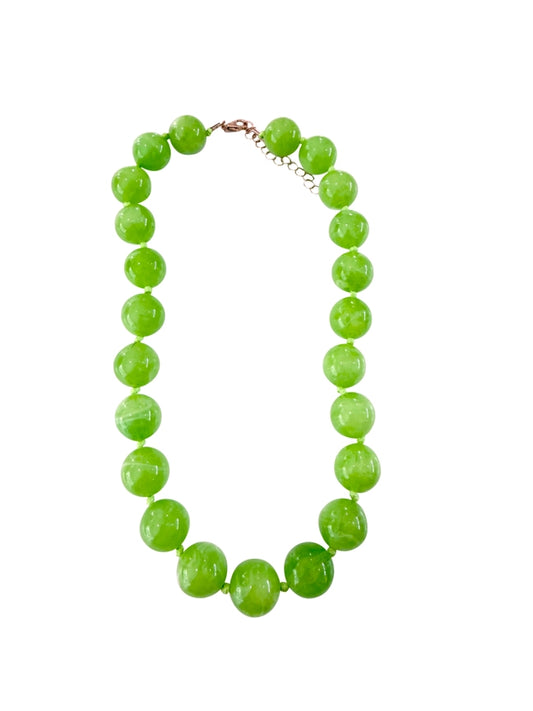 Mabry Chunky Beaded Necklace Lime Green