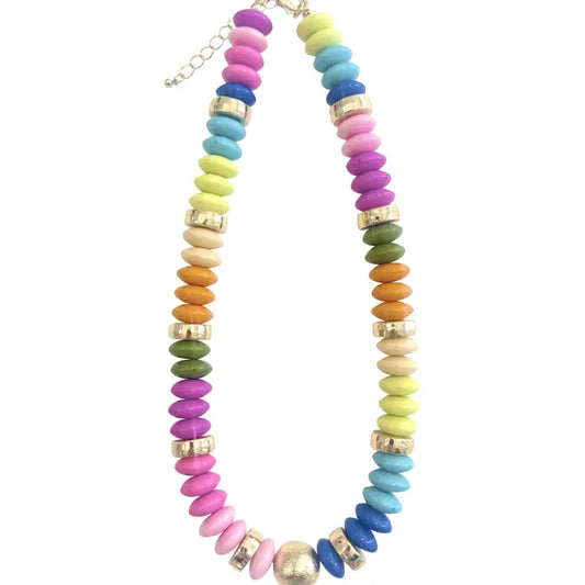 Tobie Beaded Disc Necklace Rainbow