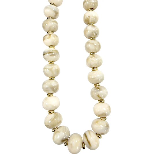 Marble Chunky Beaded Necklace Cream