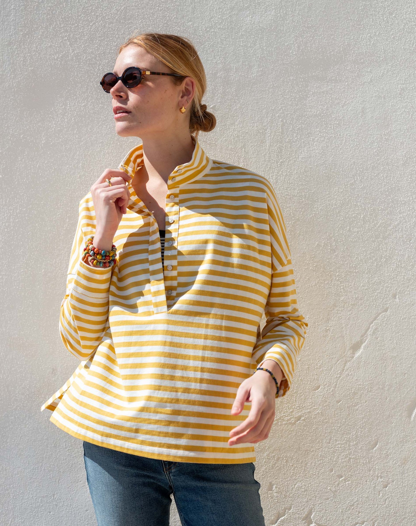 Emerson Jersey Top Golden Rod Stripe