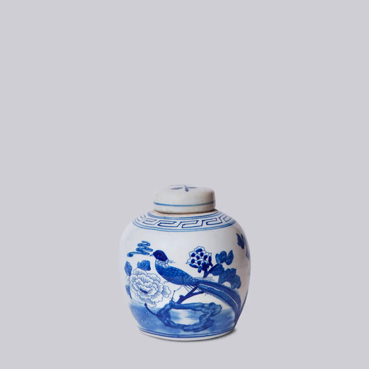 BW Porcelain Pheasant Lidded Round Storage Jar