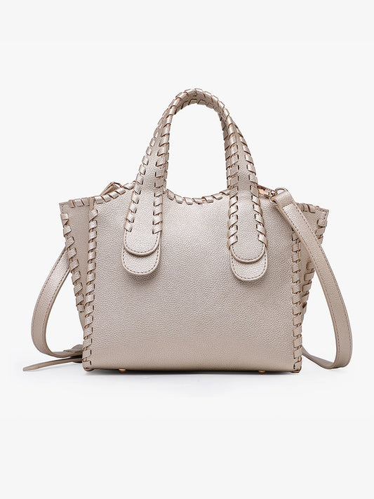 Marla Whipstitch Shaped Satchel Gold