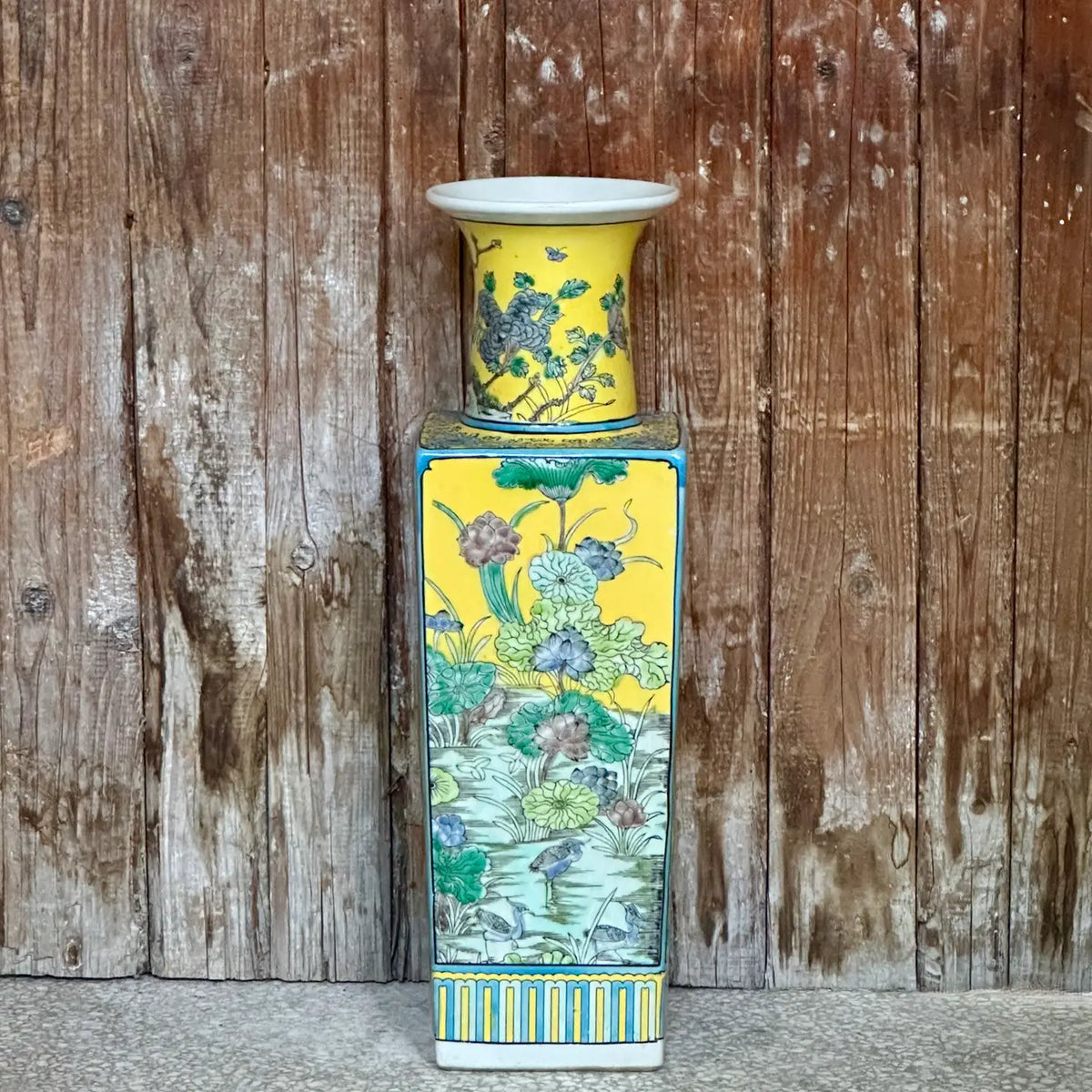 Famille Jaune Four Seasons Porcelain Mallet Vase
