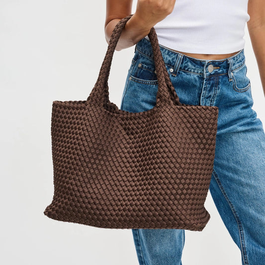 Large Woven Neoprene Tote Chocolate