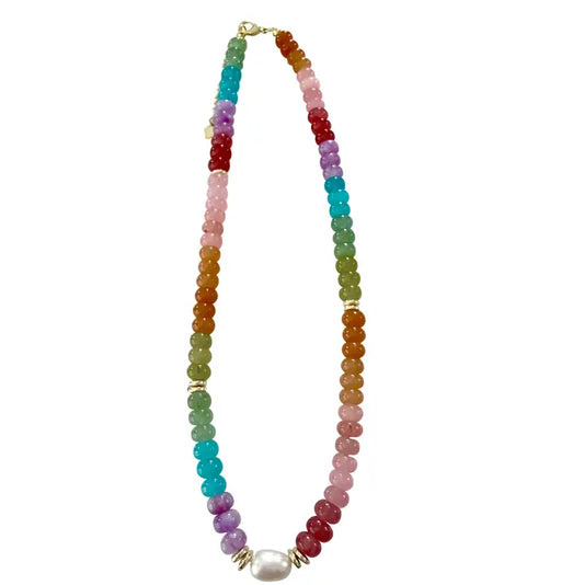 Karla Beaded Pearl Necklace Rainbow
