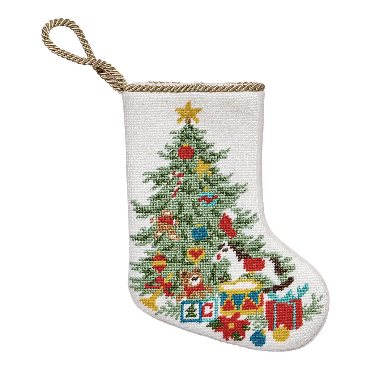 Christmas Tree Embroidered Mini Stocking