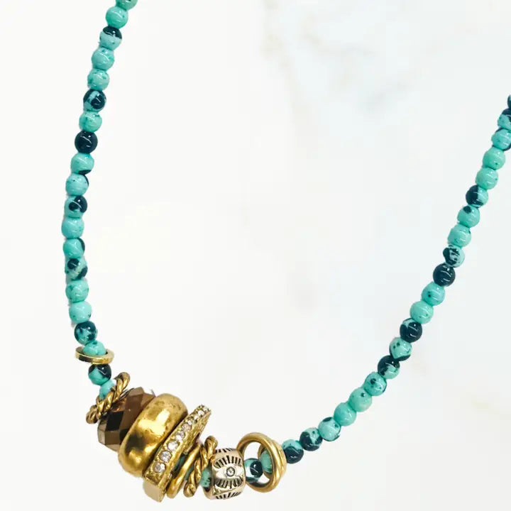 Ines Necklace Black & Turquoise