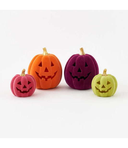 Flocked Jack-O-Lantern w/ Gold Stem